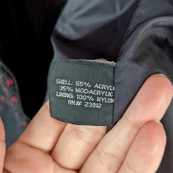 VINTAGE Forecaster Sport black red diamond fair isle cozy fleece teddy jacket - Picture 6 of 12